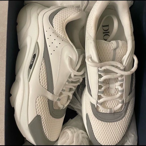 Silver Dior Mens B22 Dior B22 White Sneakers For Men
